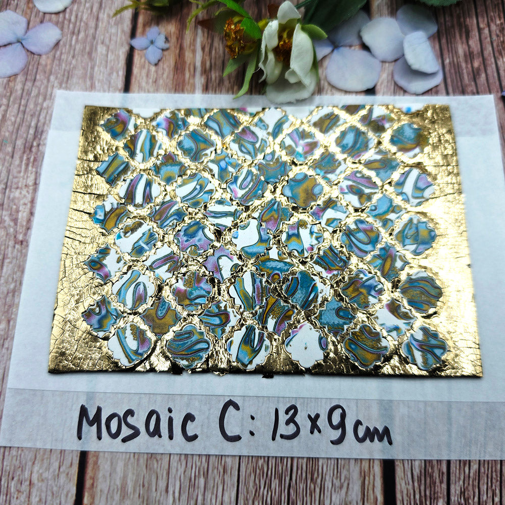 Raw polymer clay veneer sheet, Gilded Porcelain Mosaic