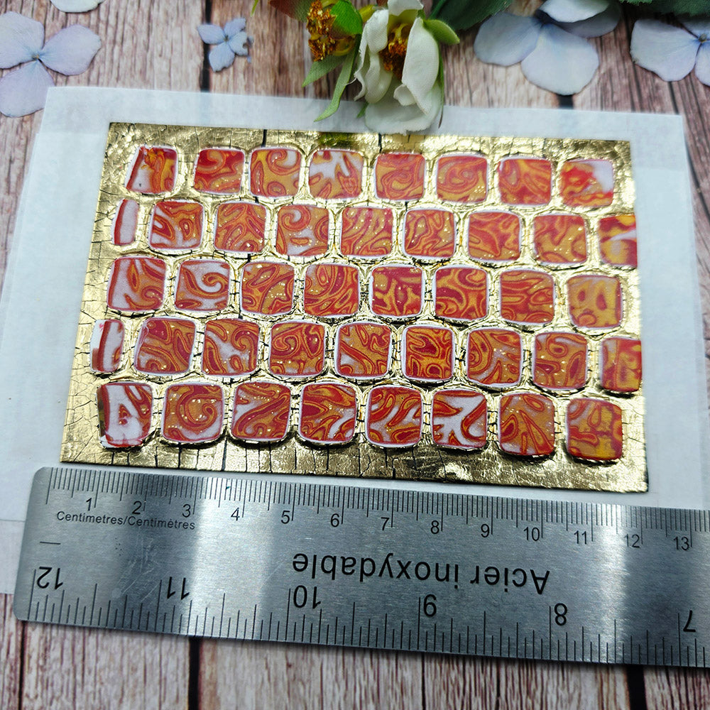 Raw polymer clay veneer sheet, Golden Fire Mosaic