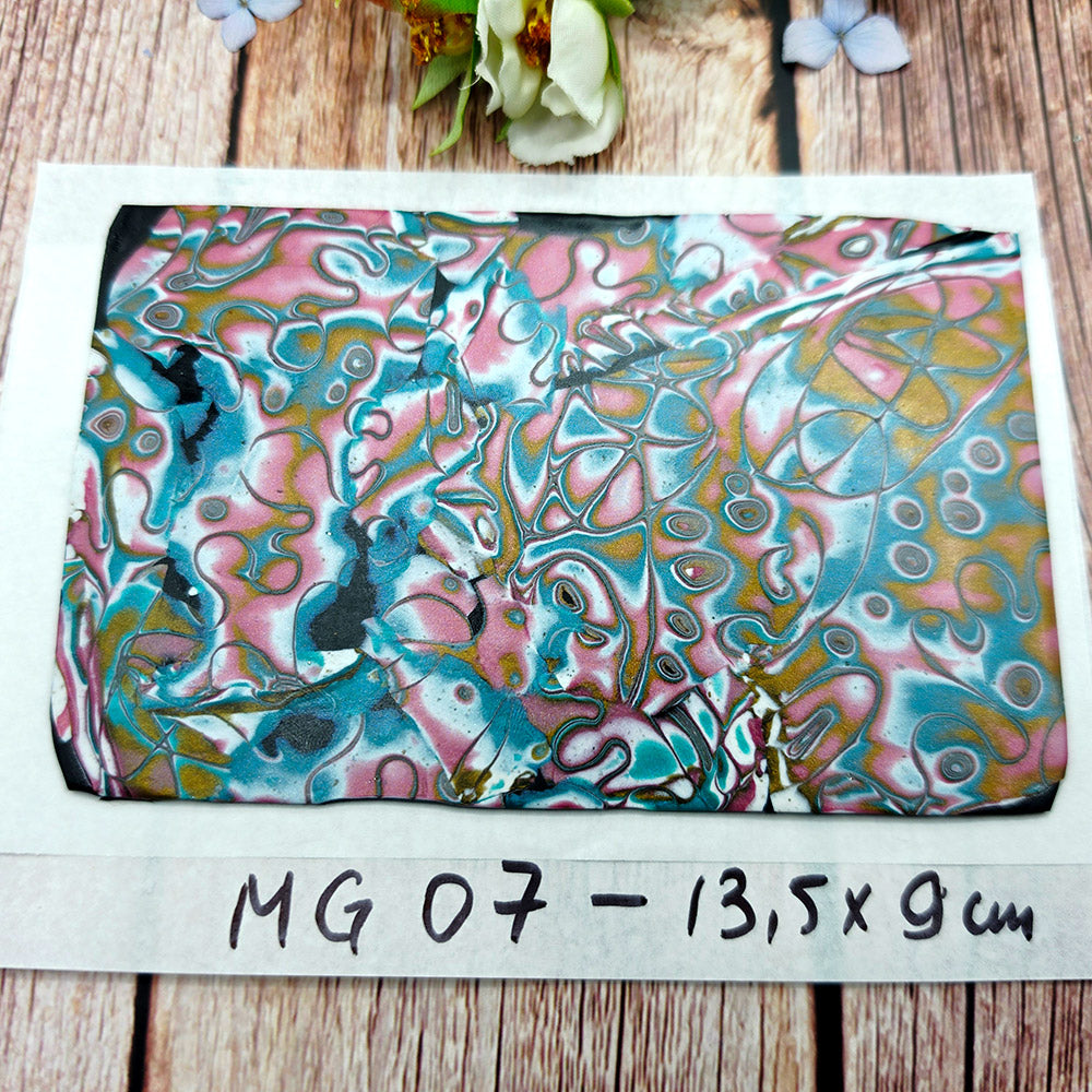 Raw polymer clay veneer sheet, Pastel Reef Mokume Gane