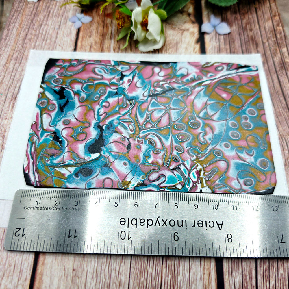 Raw polymer clay veneer sheet, Pastel Reef Mokume Gane