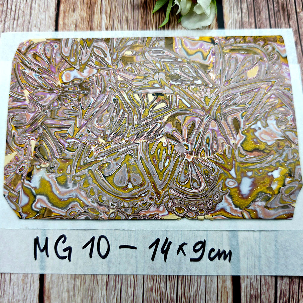 Raw polymer clay veneer sheet, Antique Gold Mandala Mokume Gane