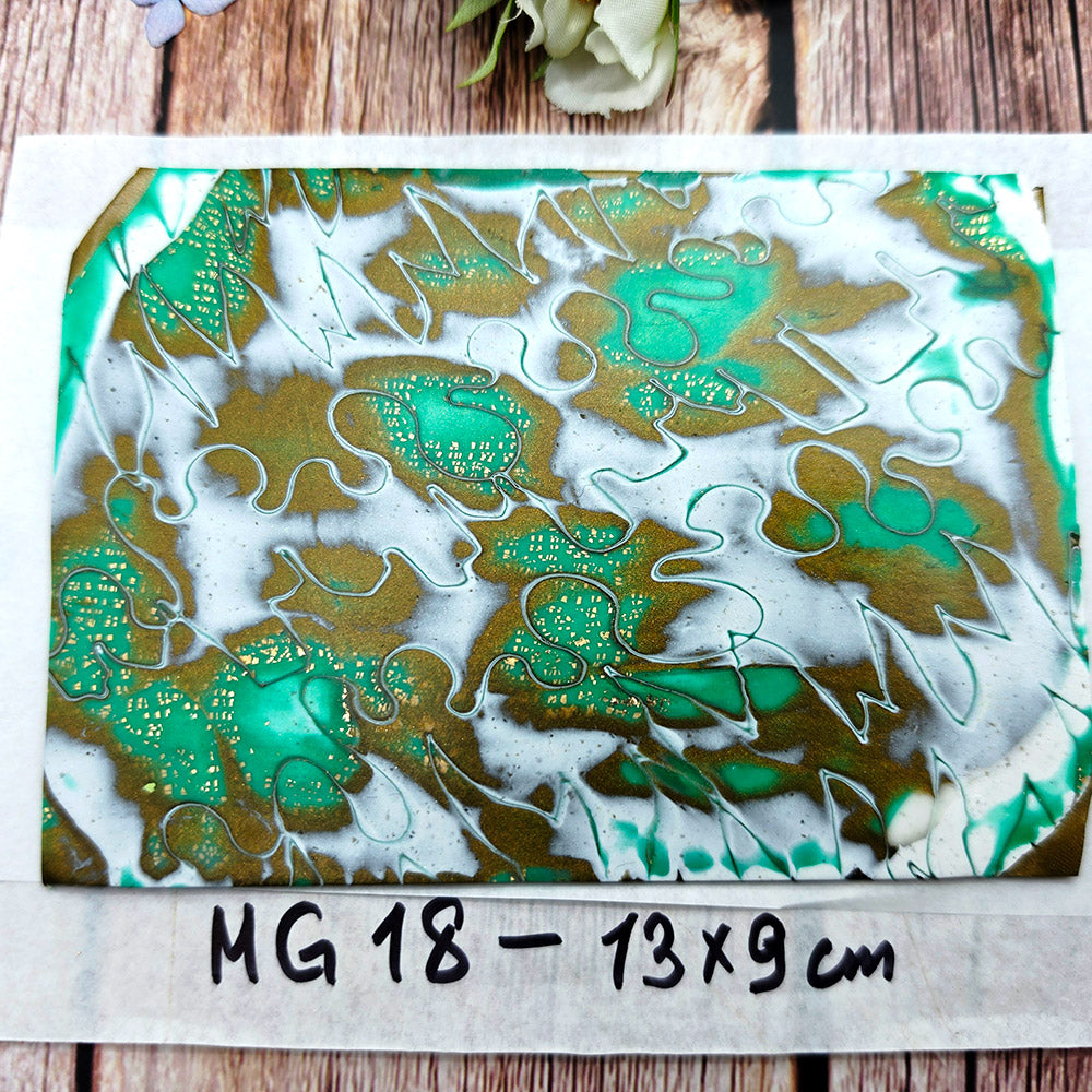 Raw polymer clay veneer sheet, Emerald Gold Fusion Mokume Gane