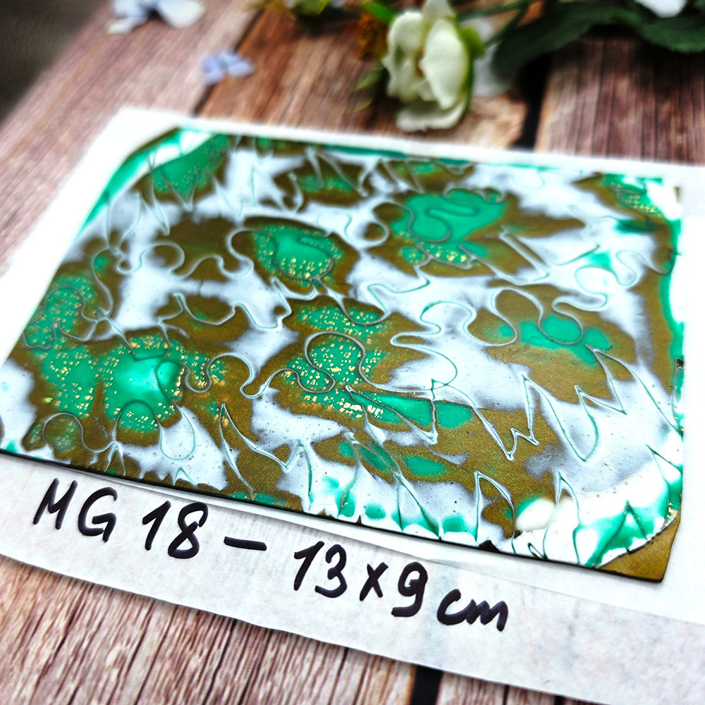 Raw polymer clay veneer sheet, Emerald Gold Fusion Mokume Gane