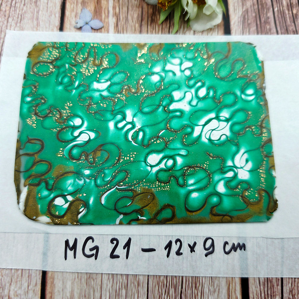Raw polymer clay veneer sheet, Jade Mirage Mokume Gane