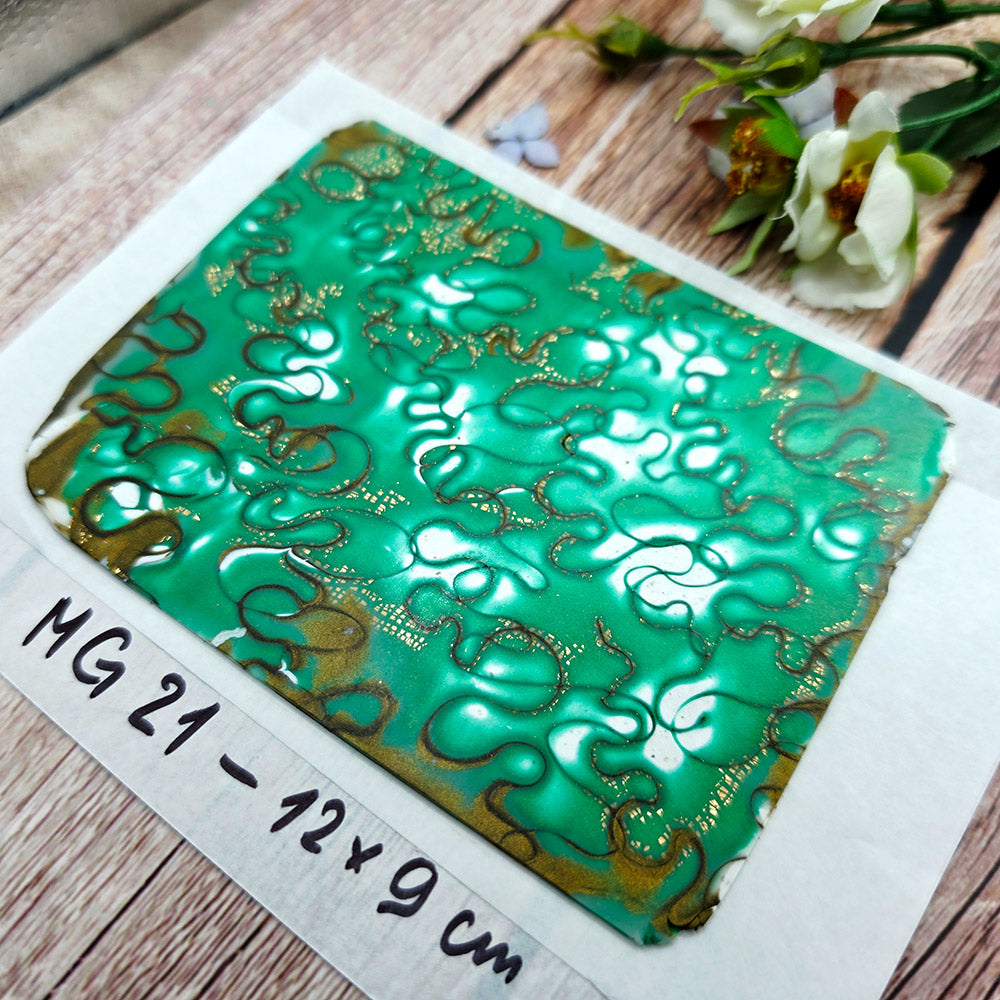 Raw polymer clay veneer sheet, Jade Mirage Mokume Gane