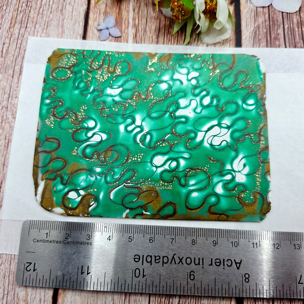 Raw polymer clay veneer sheet, Jade Mirage Mokume Gane