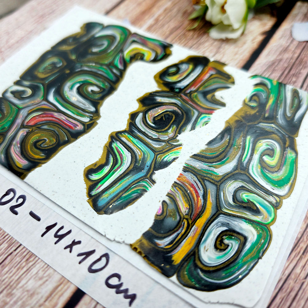 Raw polymer clay veneer sheet, Enchanted Swirls Mokume Gane