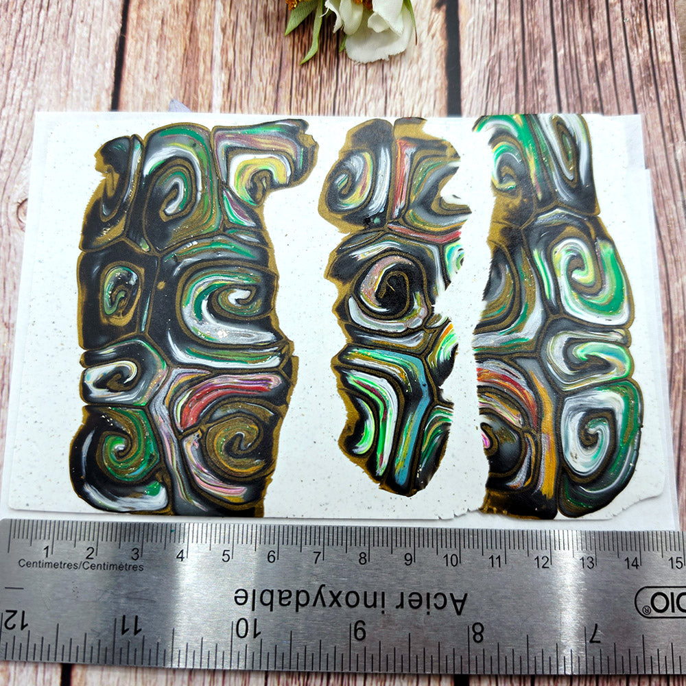 Raw polymer clay veneer sheet, Enchanted Swirls Mokume Gane