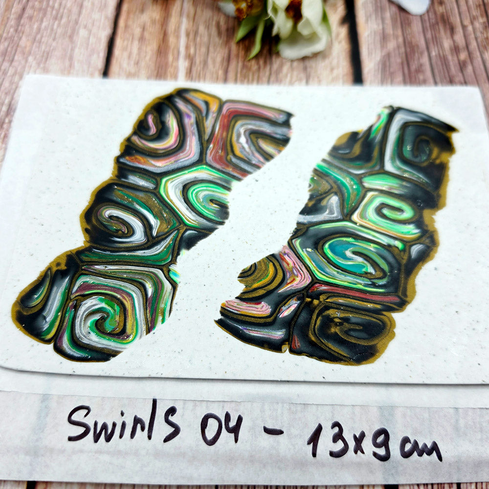 Raw polymer clay veneer sheet, Midnight Emerald Swirls