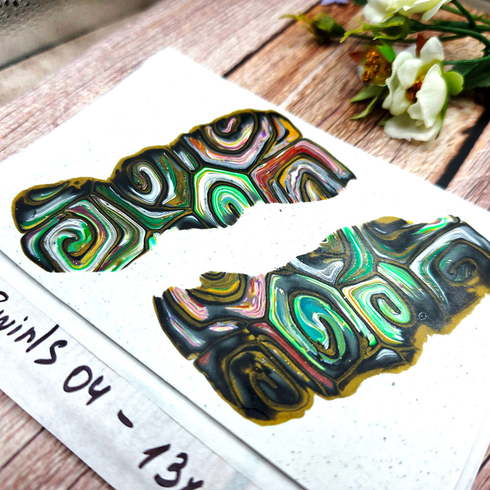 Raw polymer clay veneer sheet, Midnight Emerald Swirls