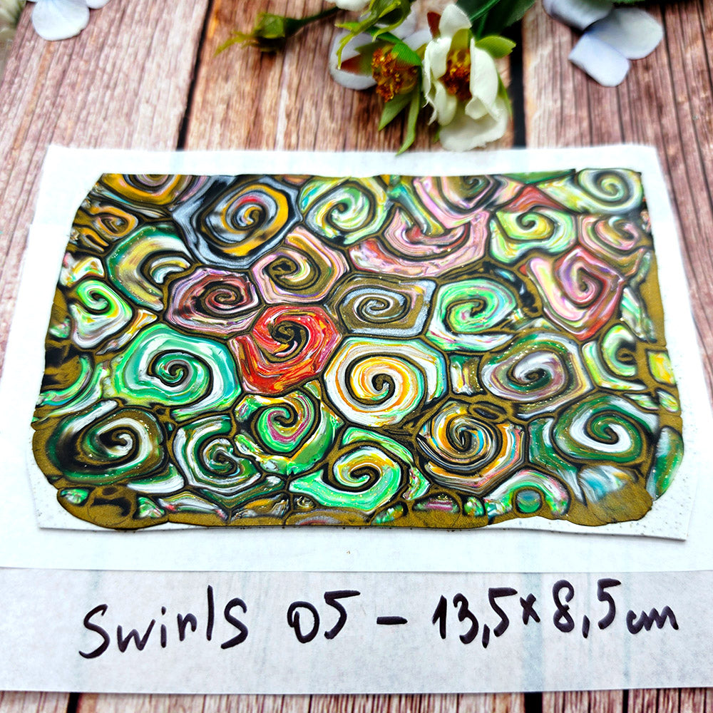 Raw polymer clay veneer sheet, Carnival Swirls