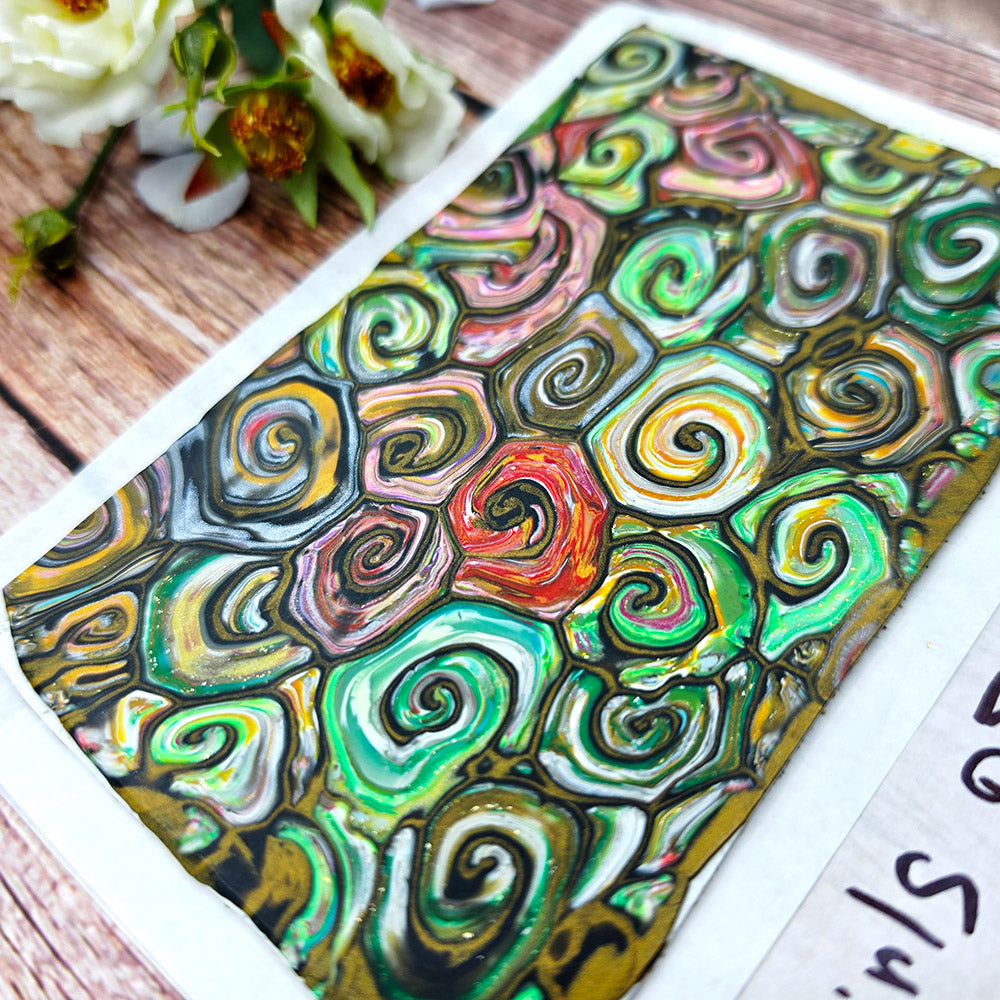 Raw polymer clay veneer sheet, Carnival Swirls