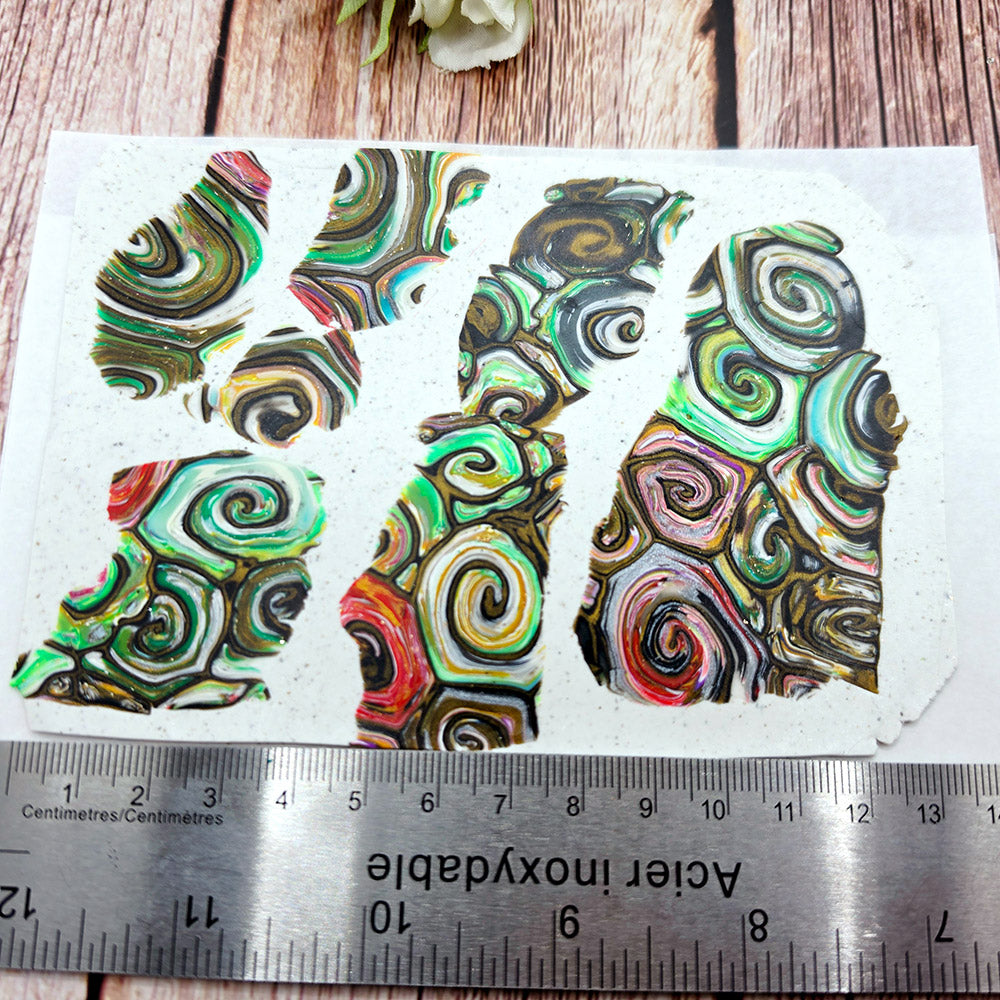 Raw polymer clay veneer sheet, Whimsical Swirl Fragments