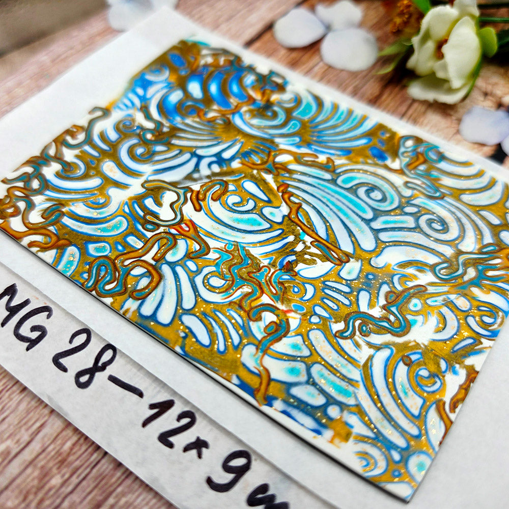 Raw polymer clay veneer sheet, Golden Ocean Waves