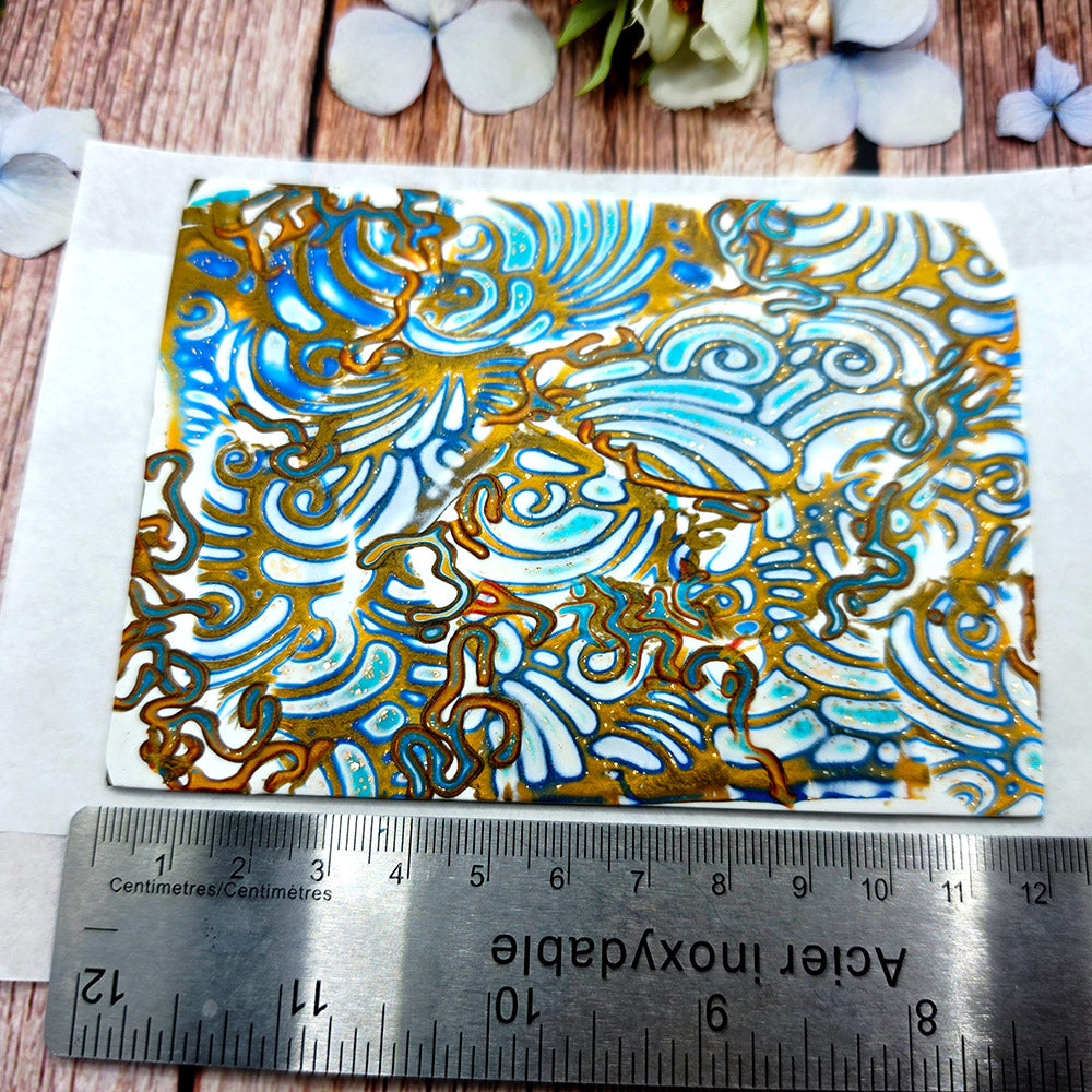 Raw polymer clay veneer sheet, Golden Ocean Waves