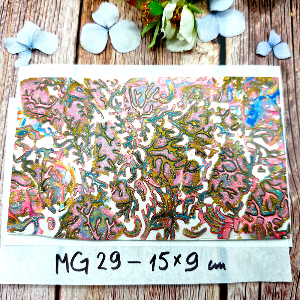Raw polymer clay veneer sheet, Rose Gold Coral Garden