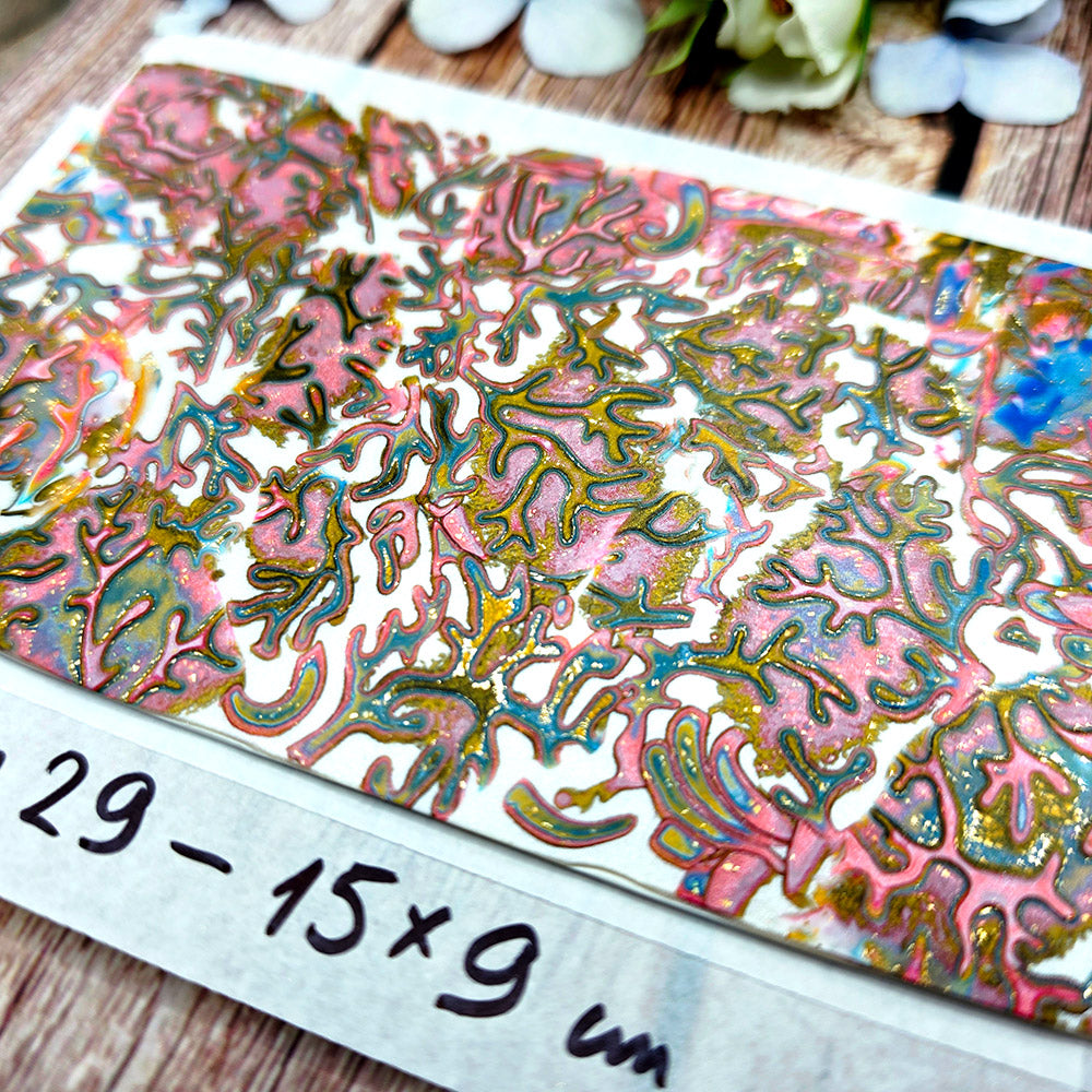 Raw polymer clay veneer sheet, Rose Gold Coral Garden