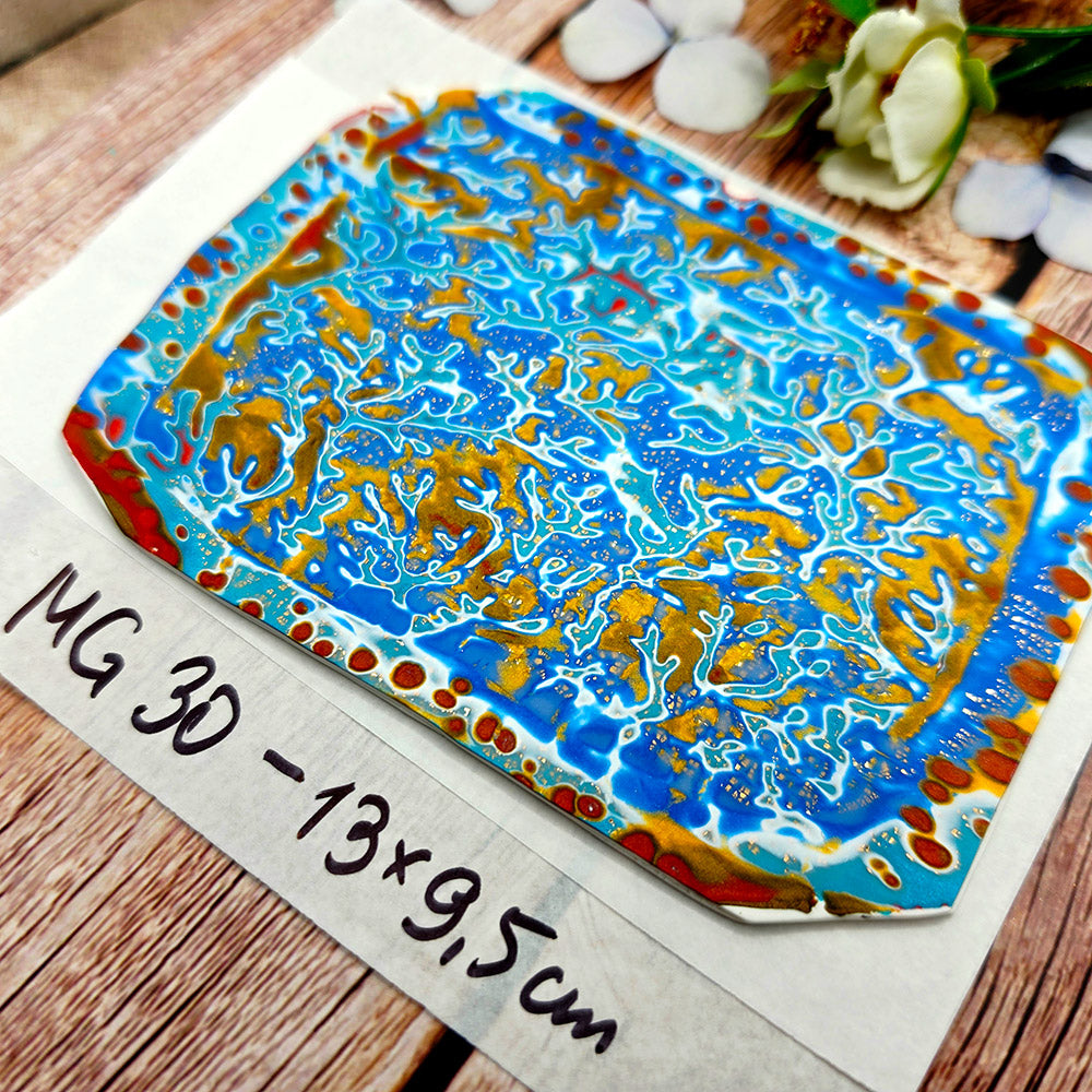 Raw polymer clay veneer sheet, Caribbean Gold Reef