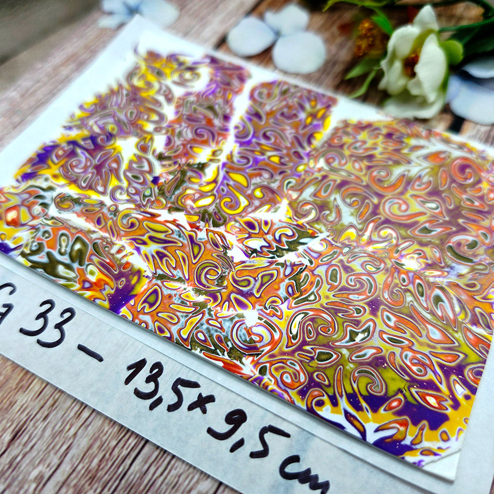 Raw polymer clay veneer sheet, Golden Sunset Maze