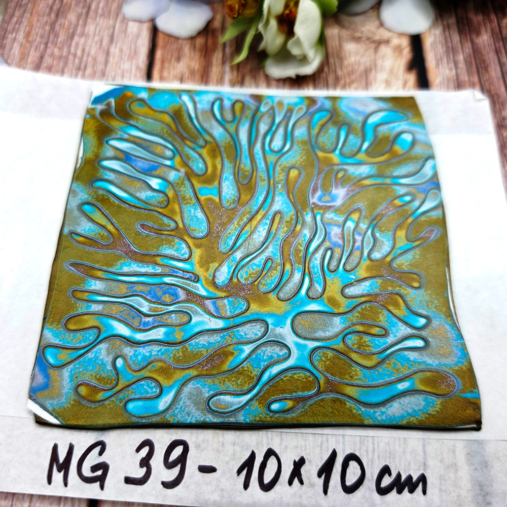 Raw polymer clay veneer sheet, Golden Aqua Flow