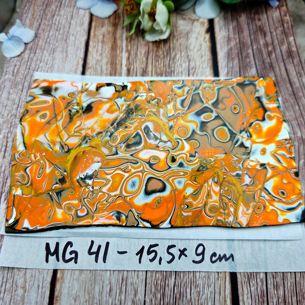Raw polymer clay veneer sheet, Tangerine Mosaic