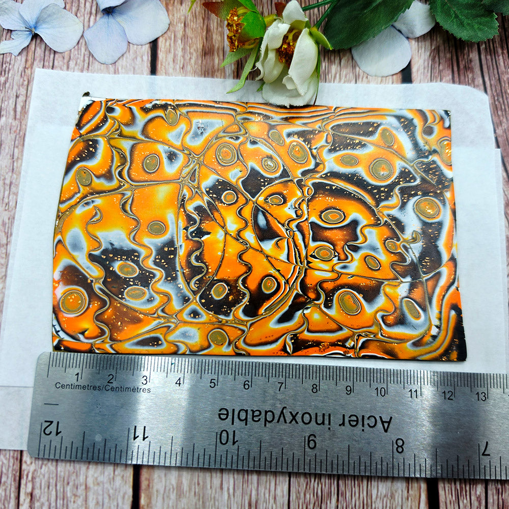 Raw polymer clay veneer sheet, Amber Lava