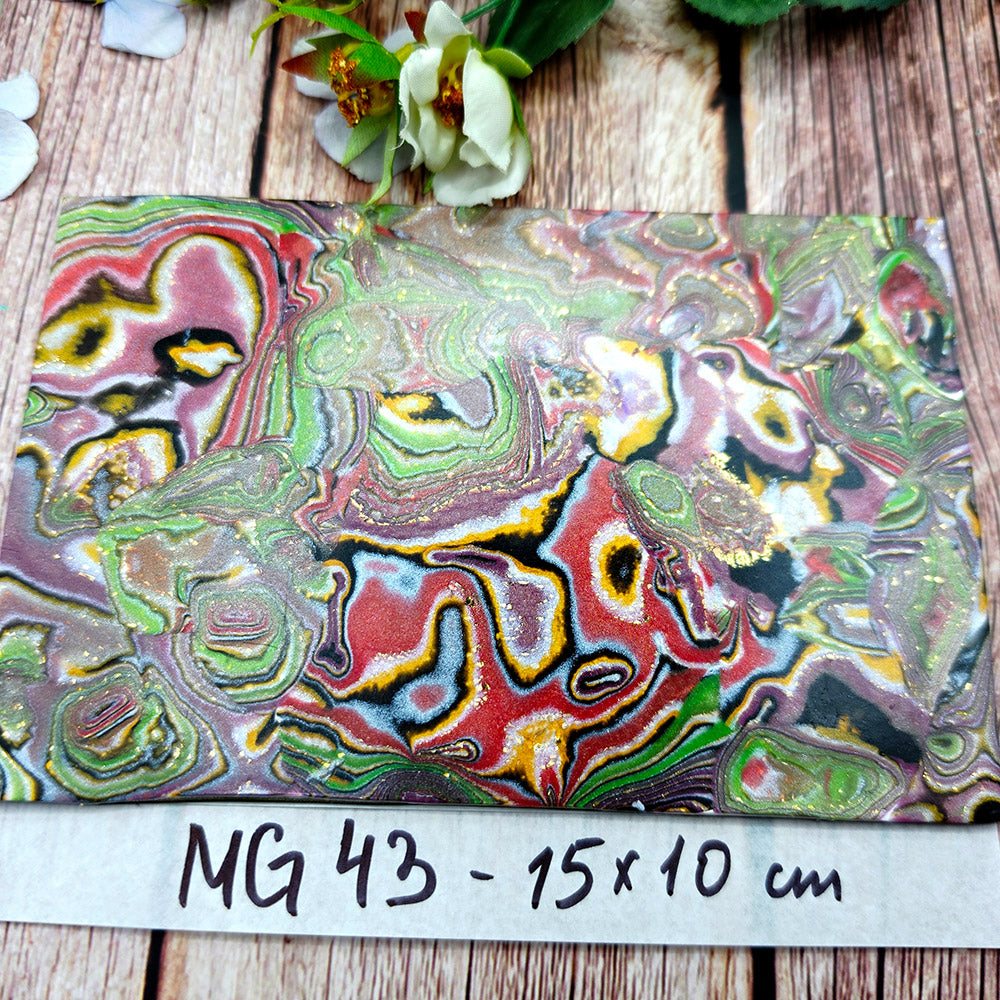 Raw polymer clay veneer sheet, Wild Meadow