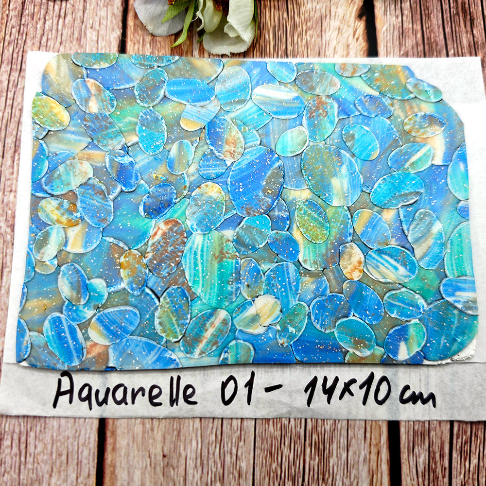 Raw polymer clay veneer sheet, Aquarelle Ocean Pebbles