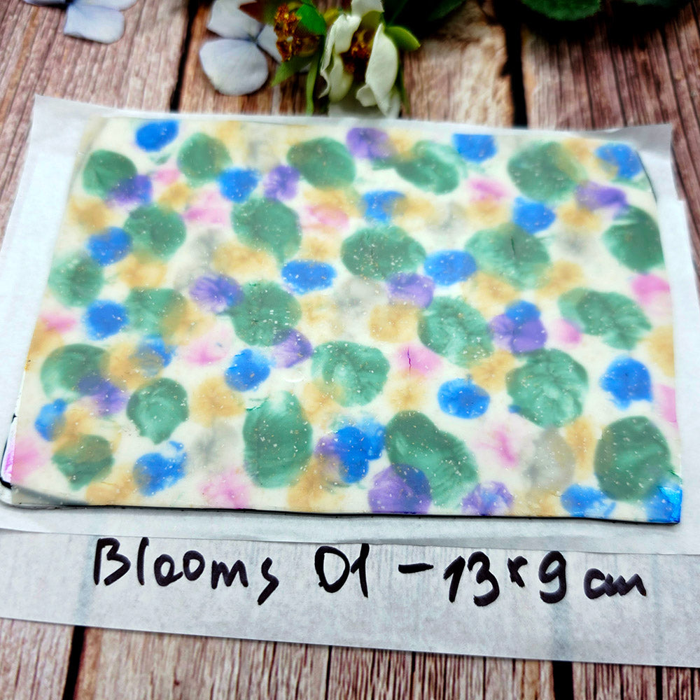 Raw polymer clay veneer sheet, Soft Bloom Confetti