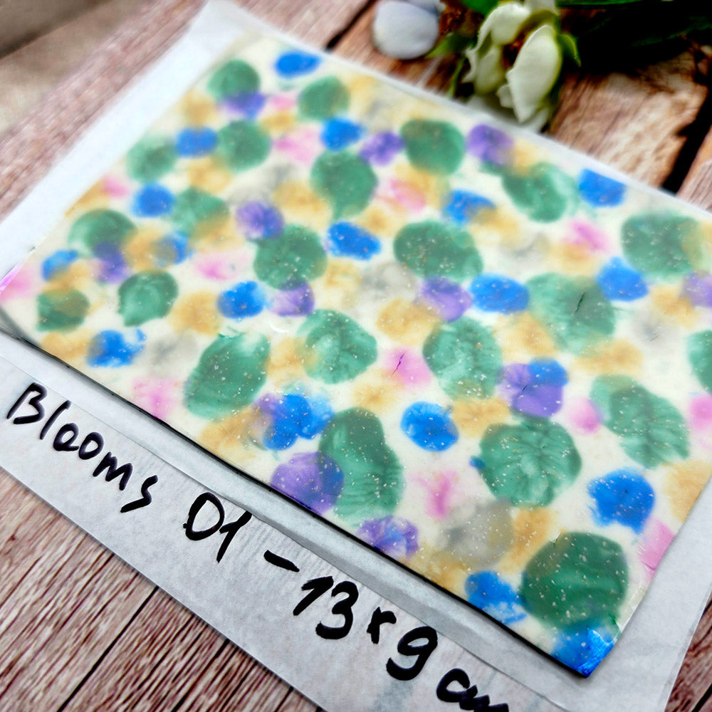 Raw polymer clay veneer sheet, Soft Bloom Confetti