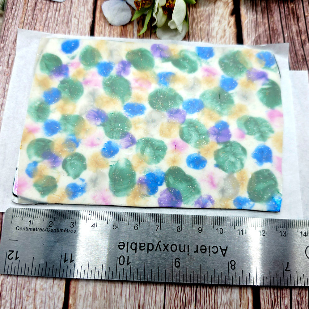Raw polymer clay veneer sheet, Soft Bloom Confetti