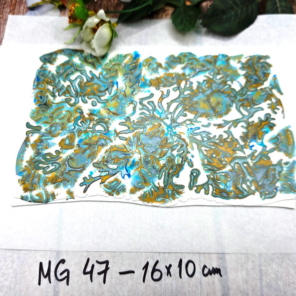 Raw polymer clay veneer sheet, Turquoise Golden Coral