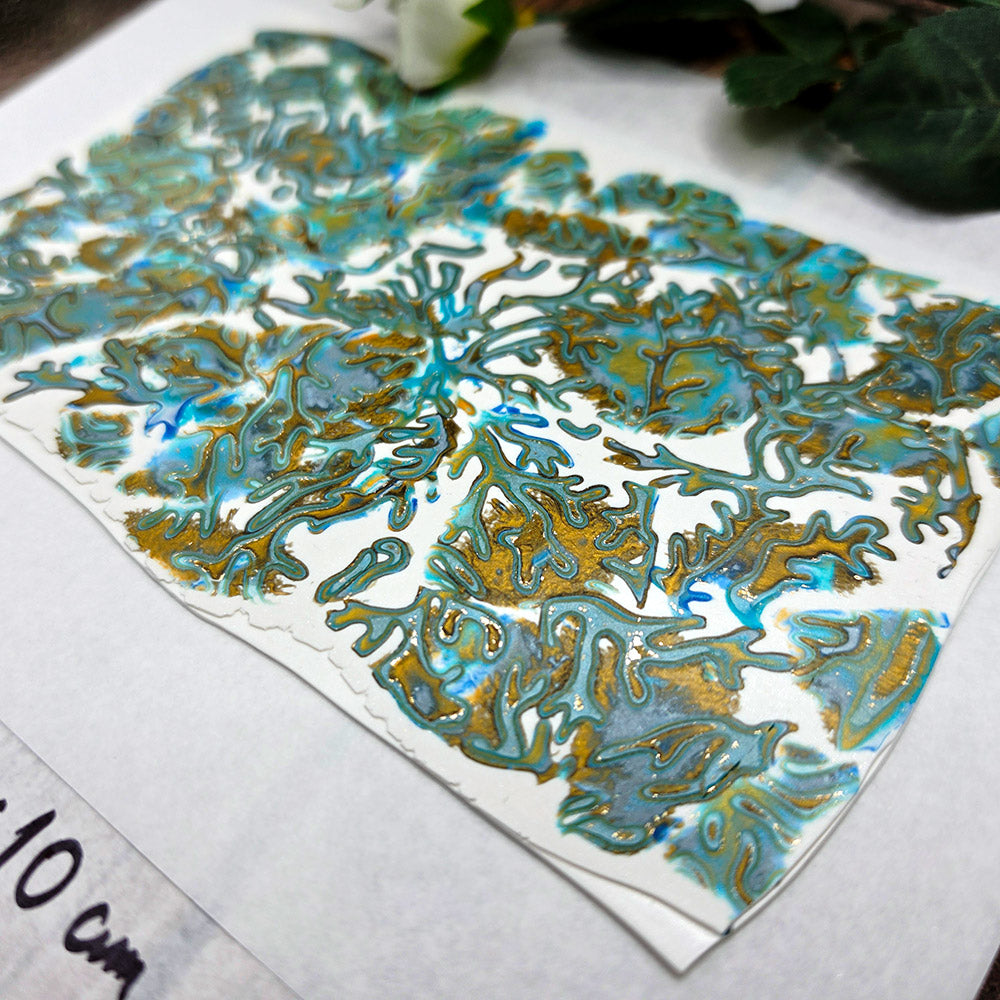 Raw polymer clay veneer sheet, Turquoise Golden Coral