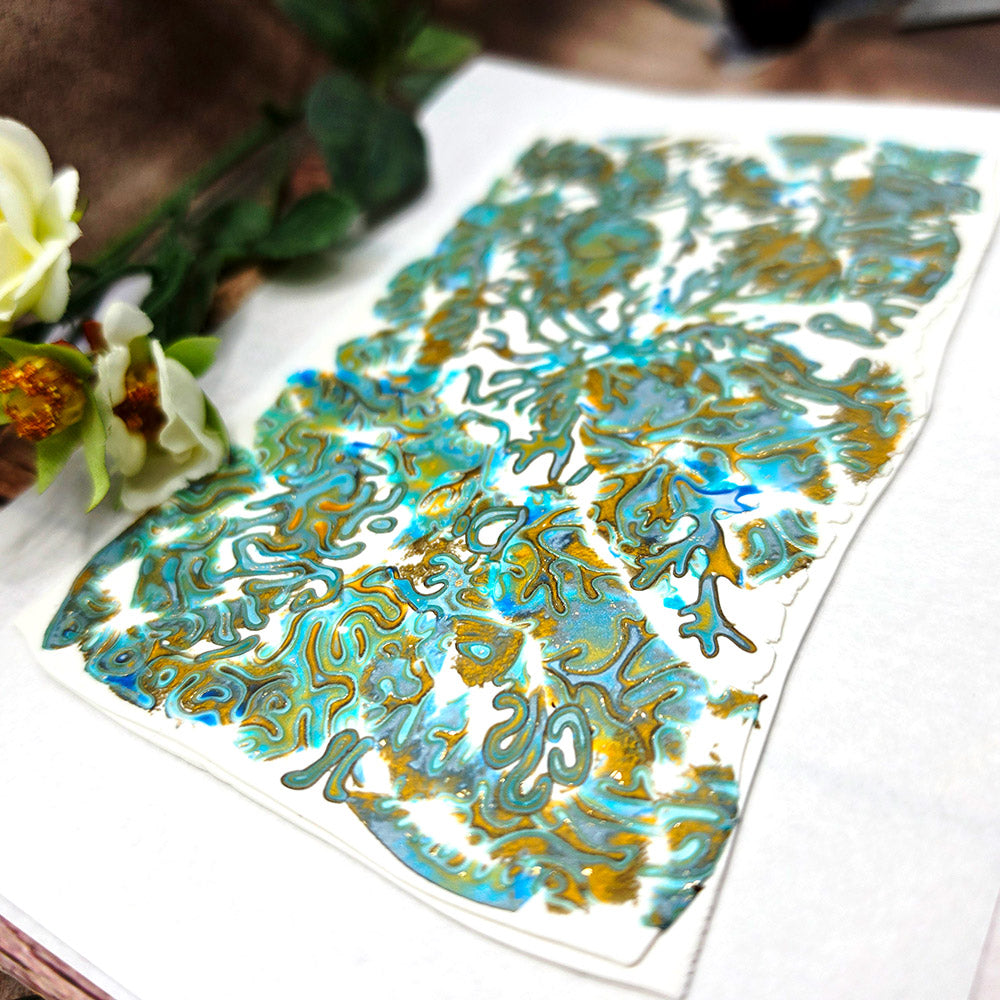 Raw polymer clay veneer sheet, Turquoise Golden Coral