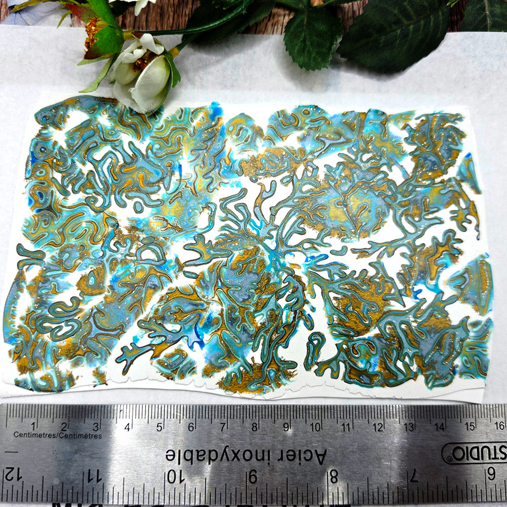 Raw polymer clay veneer sheet, Turquoise Golden Coral
