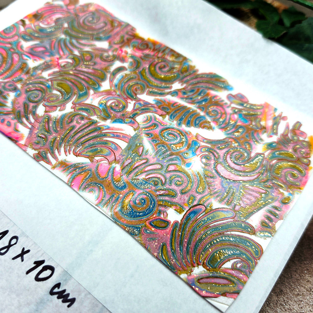 Raw polymer clay veneer sheet, Rose Gold Ocean Swirls