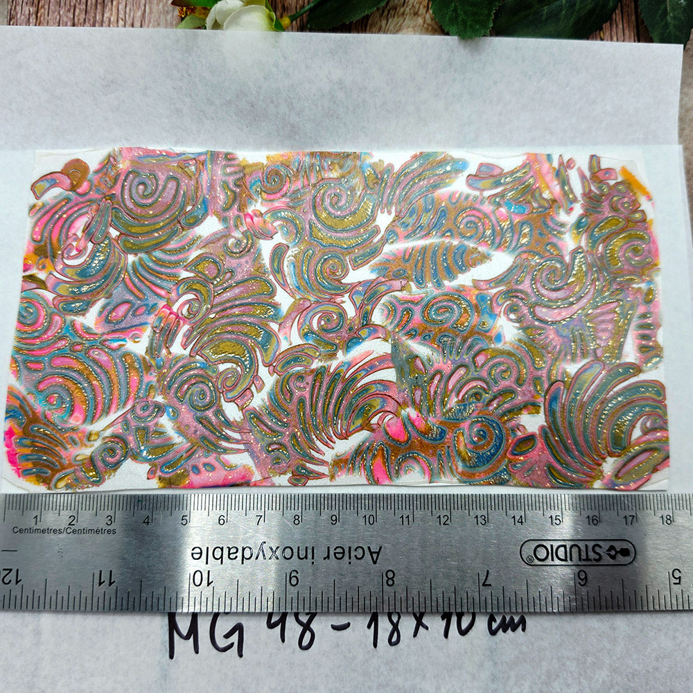 Raw polymer clay veneer sheet, Rose Gold Ocean Swirls
