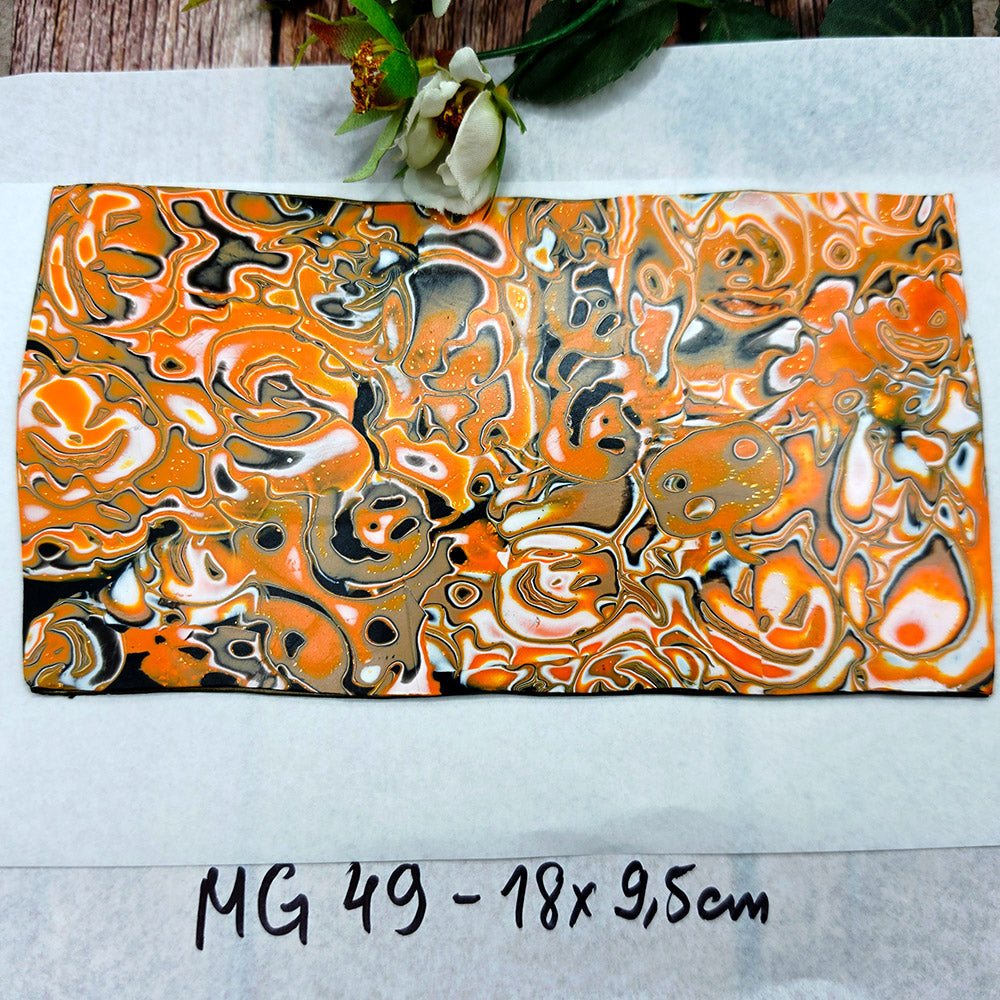 Raw polymer clay veneer sheet, Tangerine Smoke