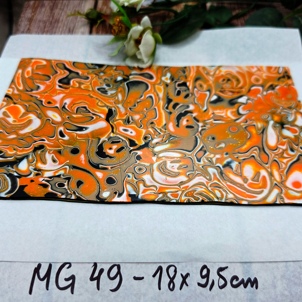 Raw polymer clay veneer sheet, Tangerine Smoke