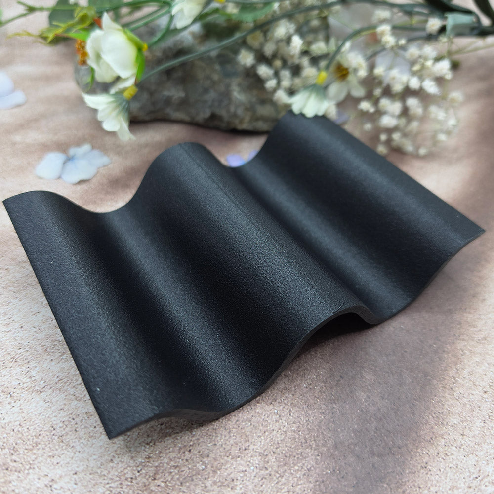 Black Large Smooth Waves domed baking base for polymer clay