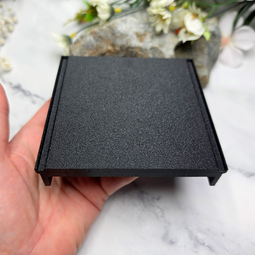Black squared stackable flat textured baking base for polymer clay