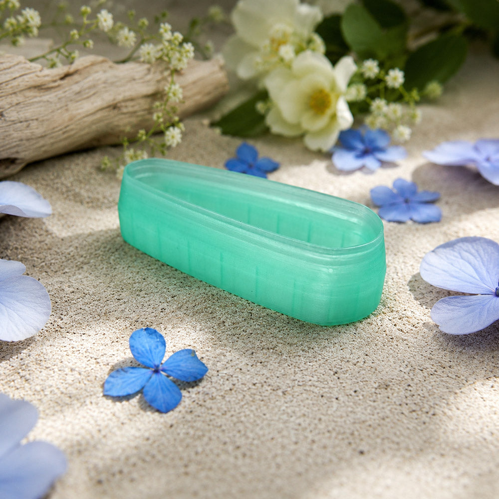 Green PLA capsule bar polymer clay cutter with fully rounded ends and terracotta clay bar earring pieces by SweetyBijou