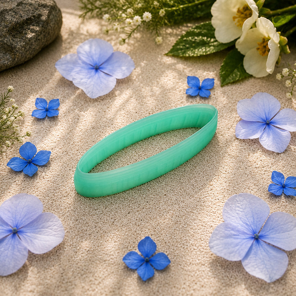 Green PLA long oval polymer clay cutter with smooth rounded ends and terracotta clay oval earring pieces by SweetyBijou