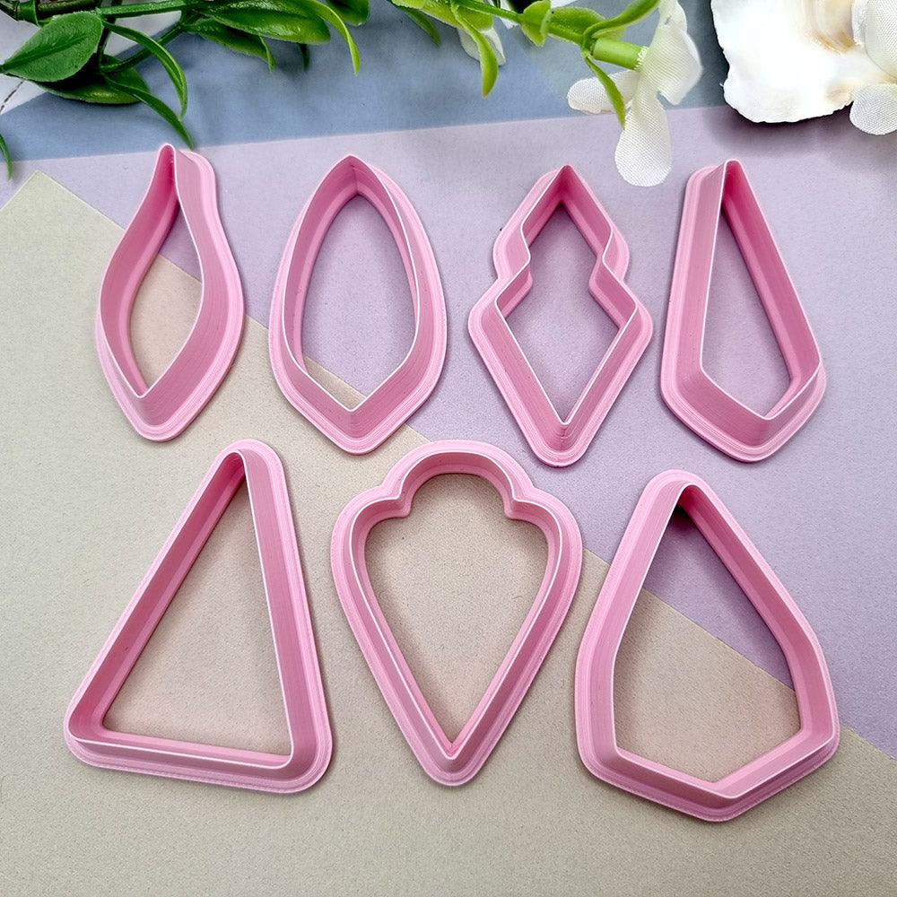 7pcs Earrings Cutters Set #3, Polymer Clay Cutters, Clay Cutters for Polymer Clay Jewelry Plastic Cutters SweetyBijou Tools   