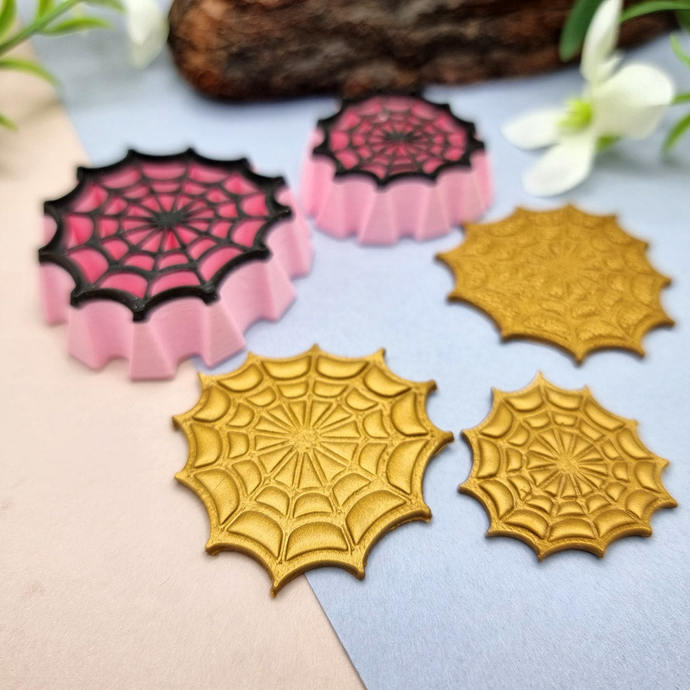 Spider web shape Halloween polymer clay cutter