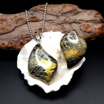 Jewelry Set "Golden Threads" out of Polymer Clay Jewelry Set SweetyBijou Jewelry   