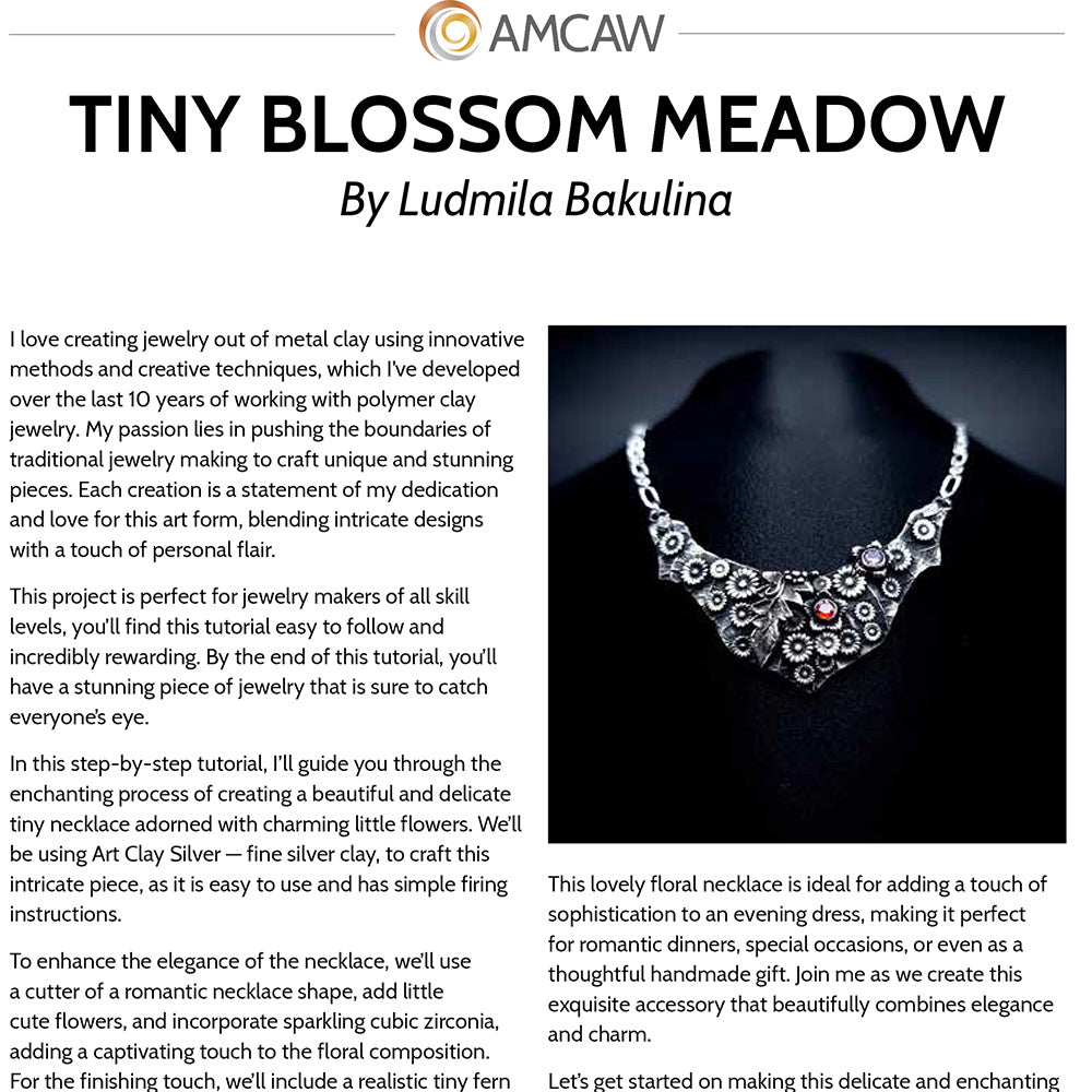 AMCAW feature of Liudmyla Bakulina's Tiny Blossom Meadow metal clay tutorial