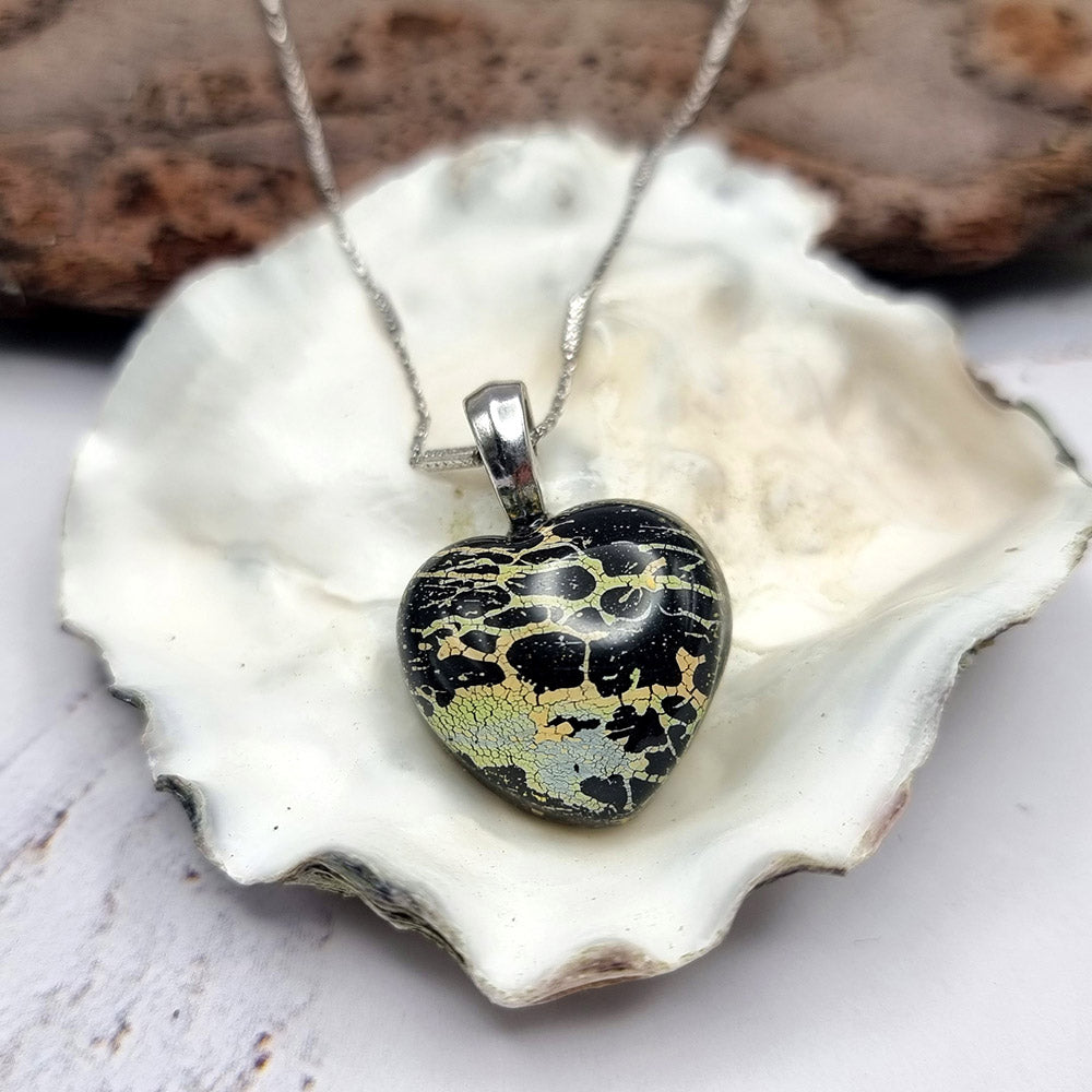 Cute Black Color Polymer Clay Hear Pendant Pendant SweetyBijou Jewelry   