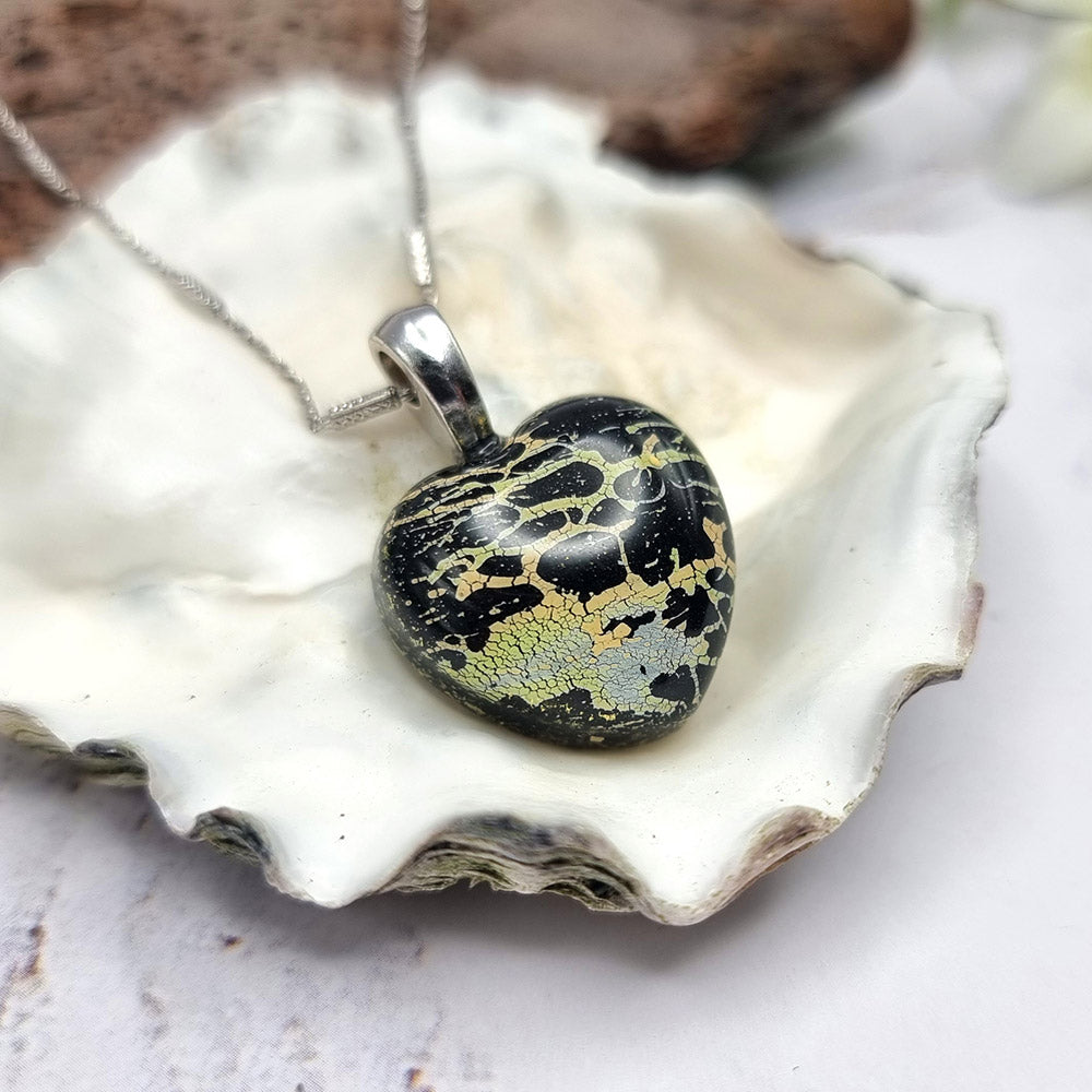 Cute Black Color Polymer Clay Hear Pendant Pendant SweetyBijou Jewelry   