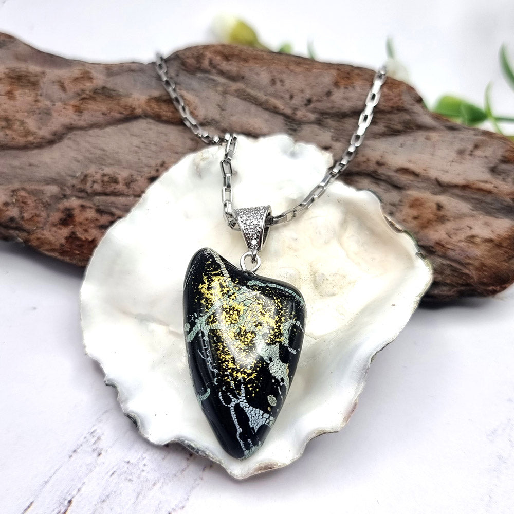 Black Pendant out of Polymer clay Pendant SweetyBijou Jewelry   